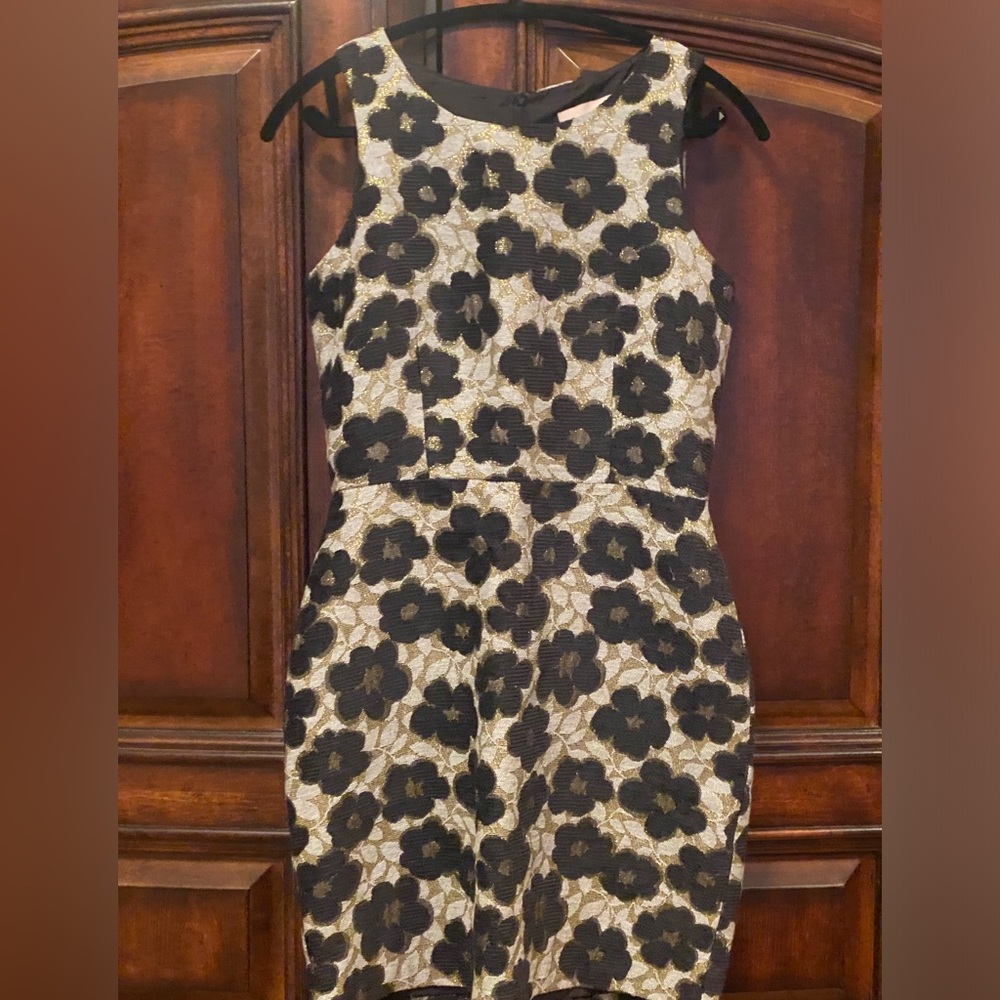 EUC! Anthropologie Hutch Jacquard Sleeveless Dress Size 8 (Black/Gold)